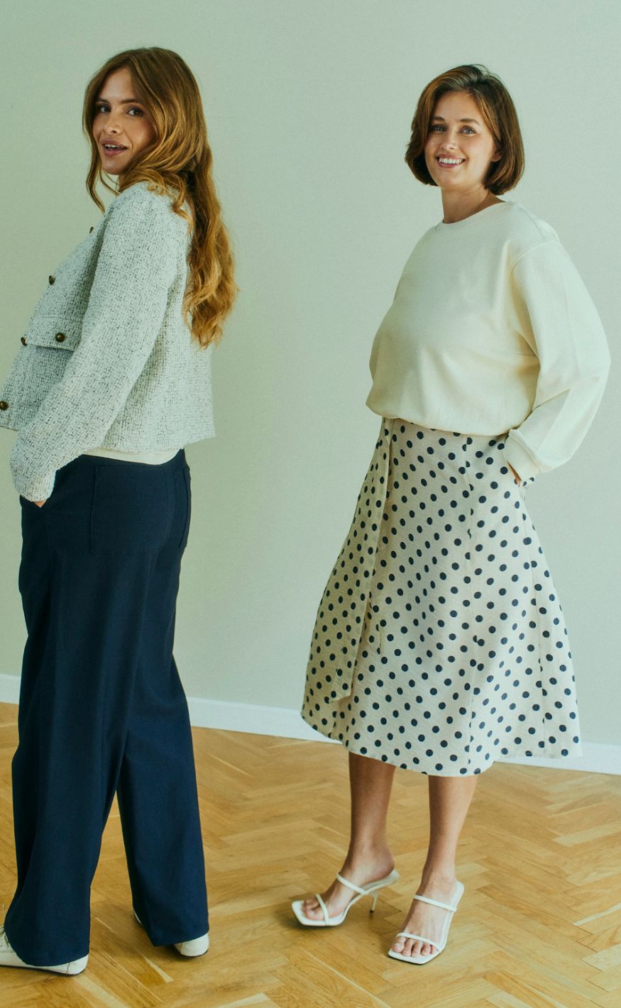 Freequent Skjørt - Alma - Moonbeam w. Navy Blazer