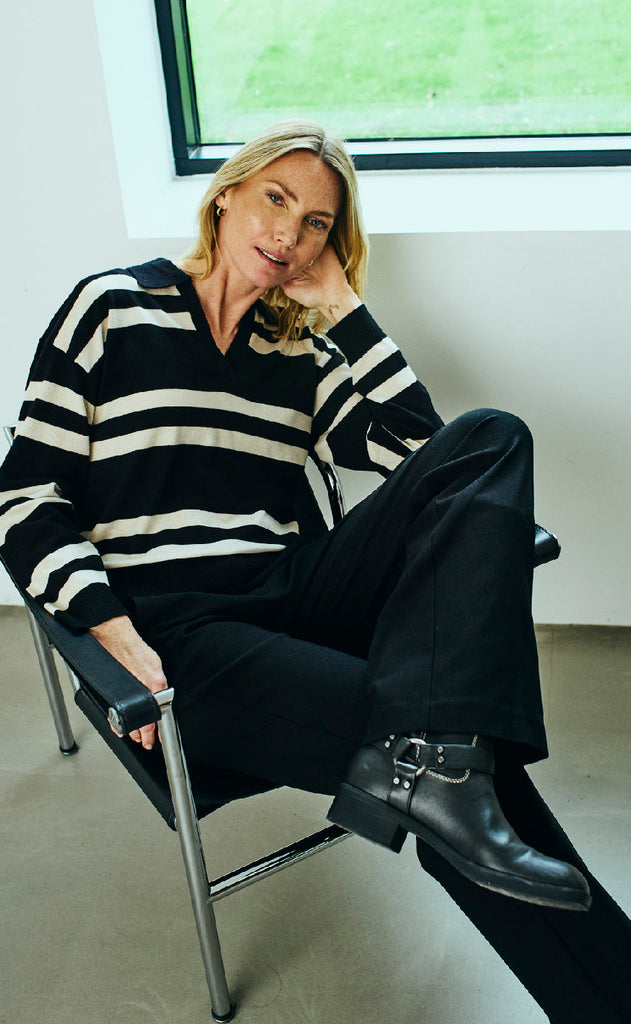 Freequent Pullover - Flow - Black w. Moonbeam Melange