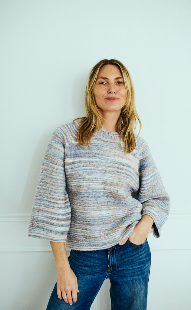 Freequent Pullover - Grsclas - Star Off-white w. Baby Blue