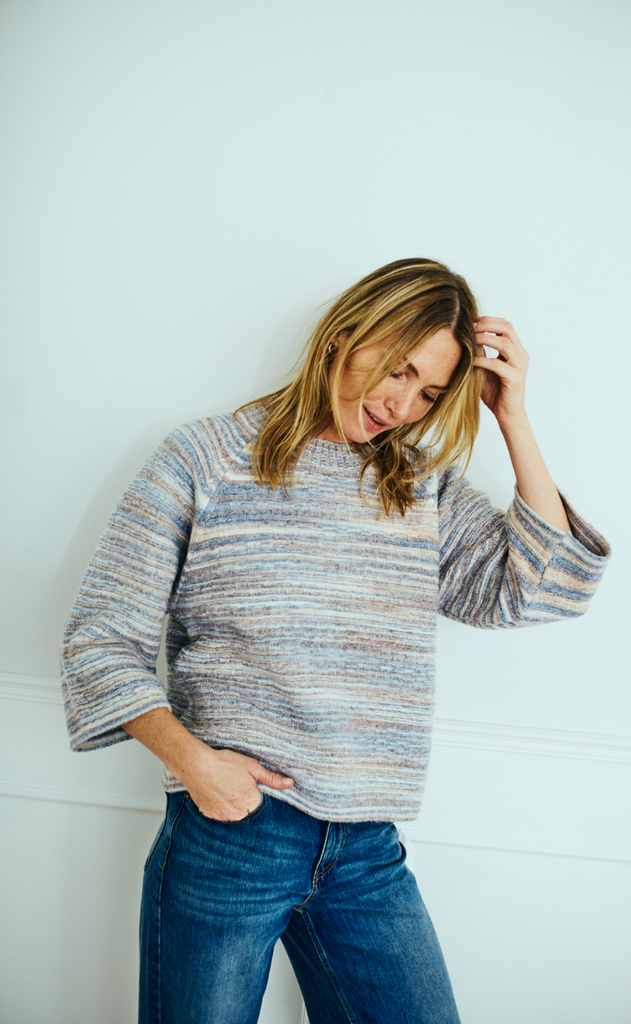 Freequent Pullover - Grsclas - Star Off-white w. Baby Blue