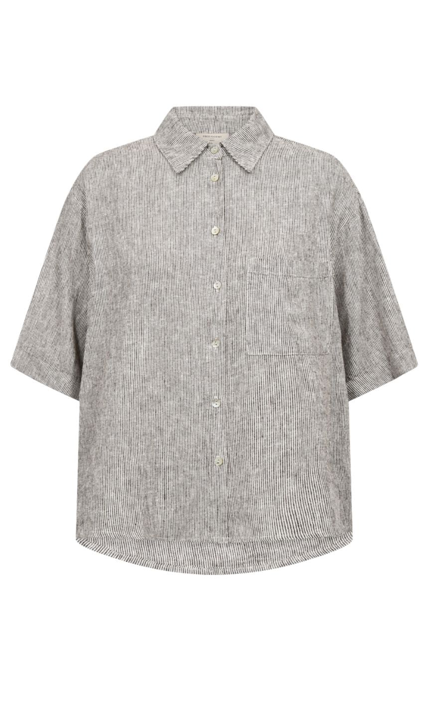 Freequent Skjorte - Lava - Coffee Bean w. Star Off-white