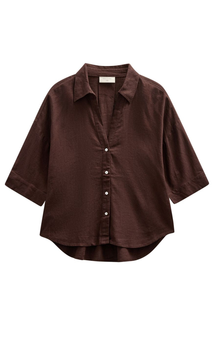 Freequent Skjorte - Lava Loose - Coffee Bean
