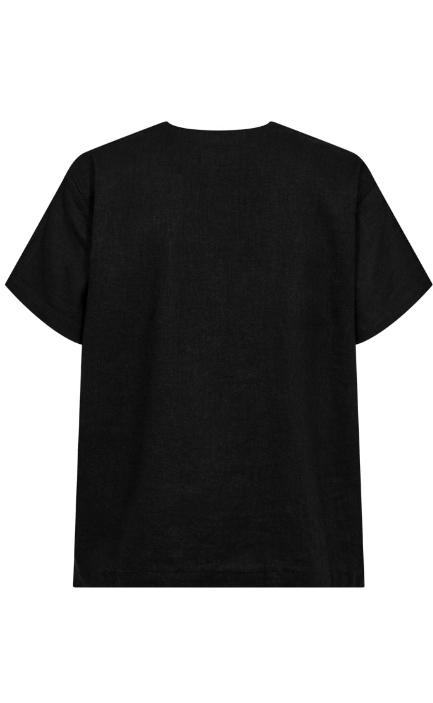 Freequent Skjorte - Lava SS V-neck - Black