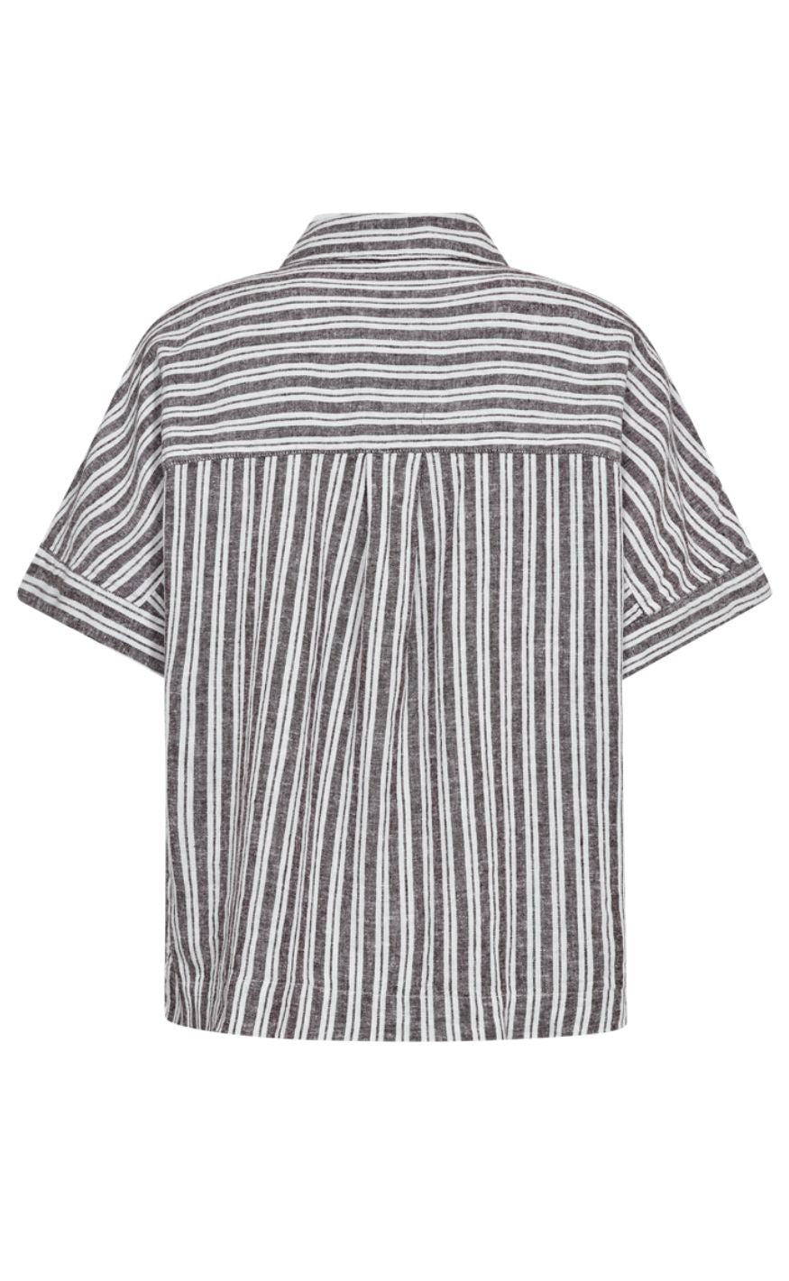 Freequent Skjorte - Lava Stripe - Coffee Bean w. Brilliant White