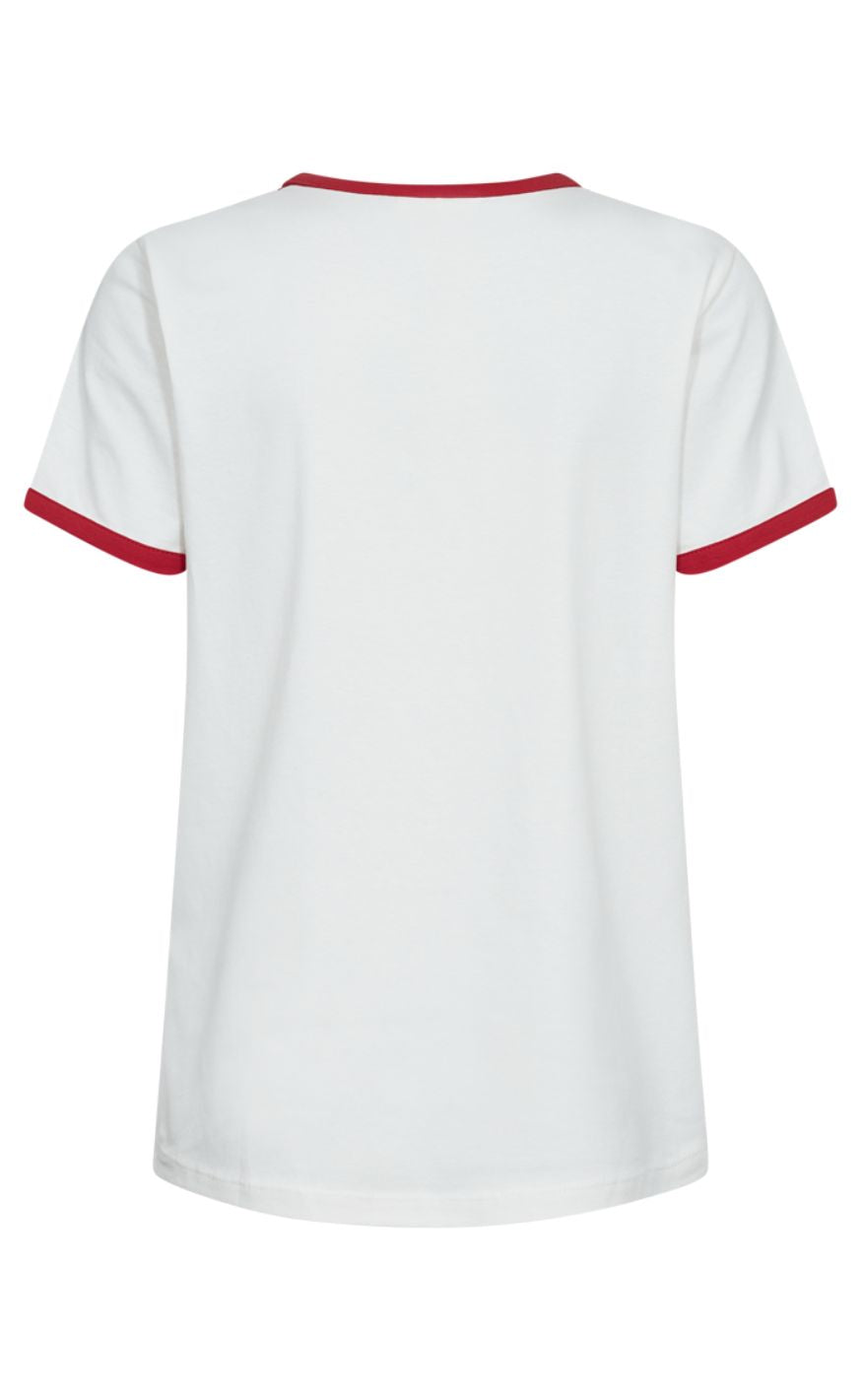 Freequent T-shirt - Fenjal - Star Off-White w. True Red