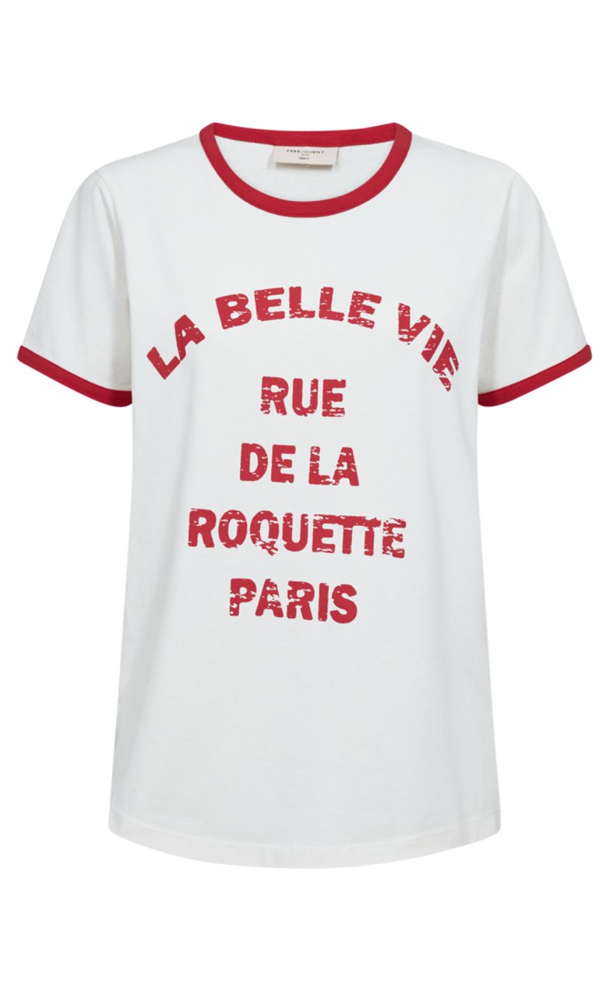 Freequent T-shirt - Fenjal - Star Off-White w. True Red