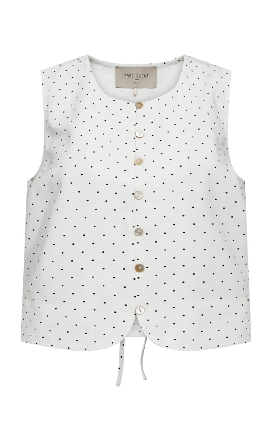 Freequent Vest - Anya - Star Off-white w. Black