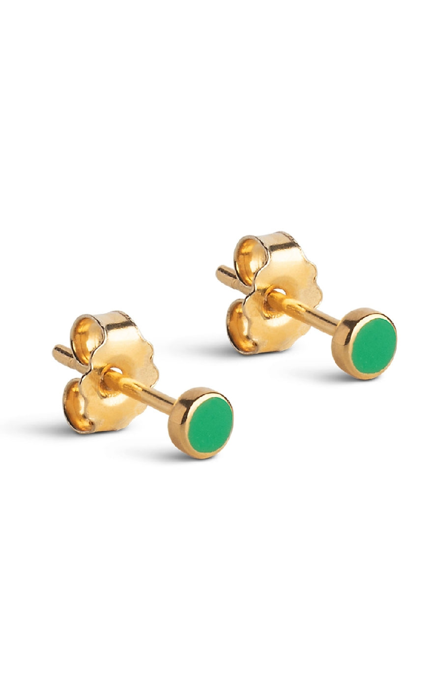 Enamel Copenhagen Øreringer - Stud Enamel Dot - Grass Green