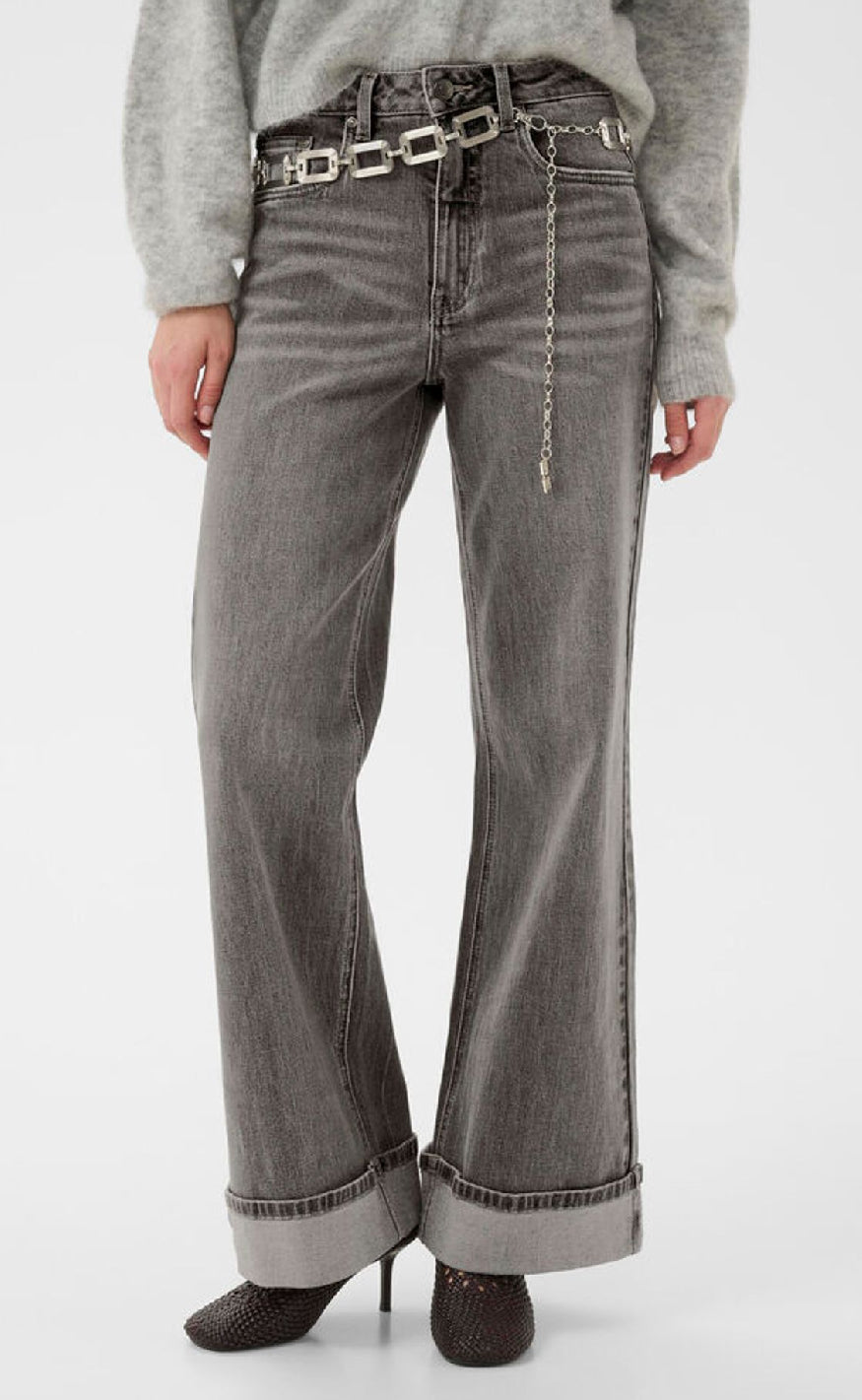 Gestuz Bukser - Sara HW Wide - Washed Light Grey