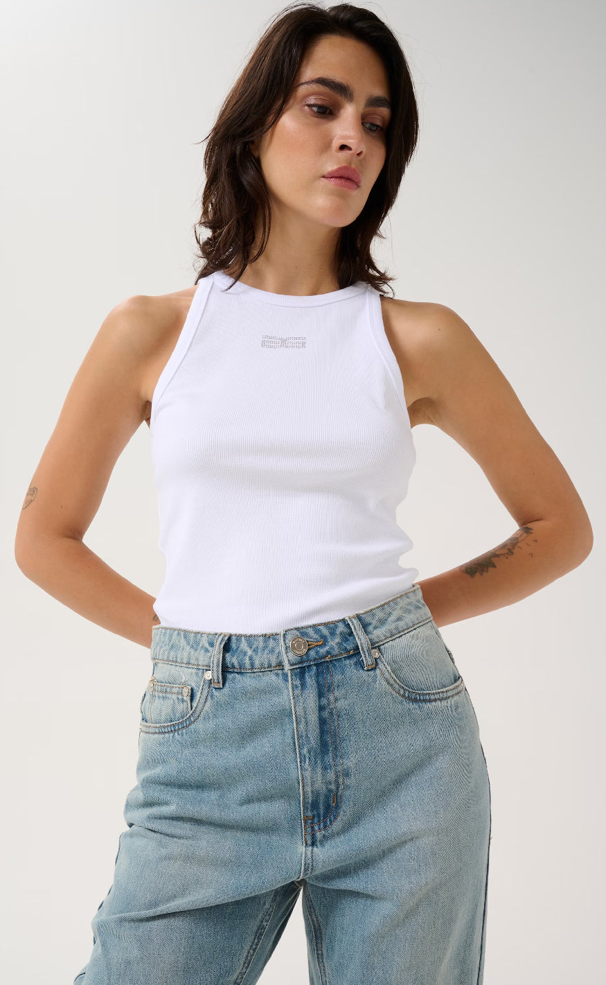 Gestuz Topp - Drew Rhinestone - Bright White