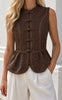 Say INA Copenhagen Topp / Vest - Ginni - Dark Brown Broderi Anglaise