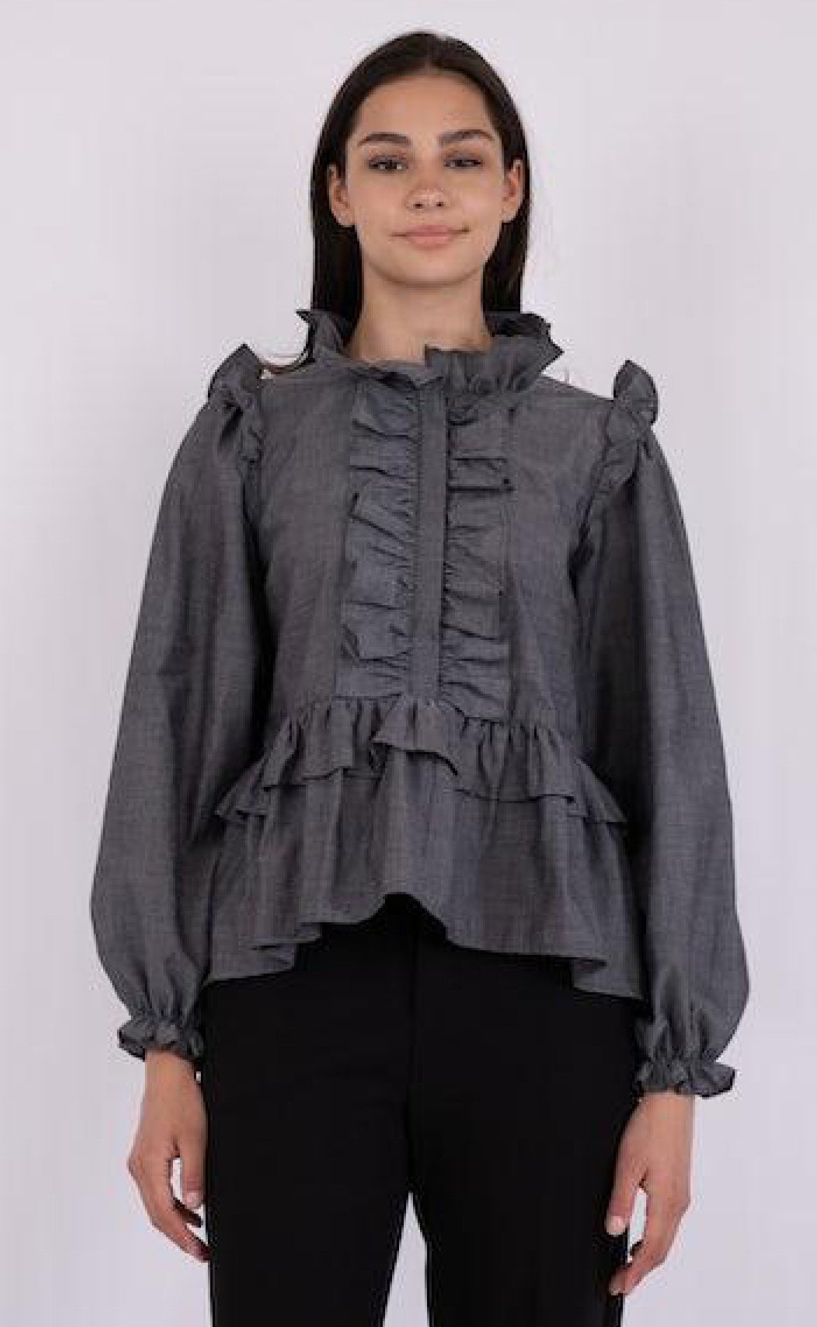 Neo Noir Bluse - Hawaii Chambray - Black