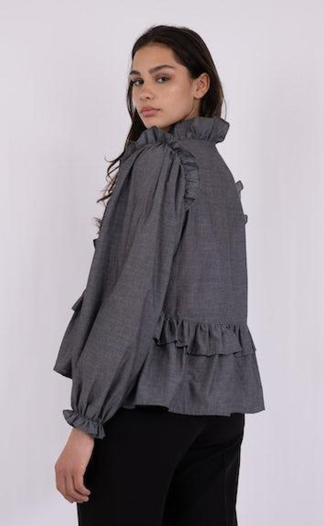 Neo Noir Bluse - Hawaii Chambray - Black