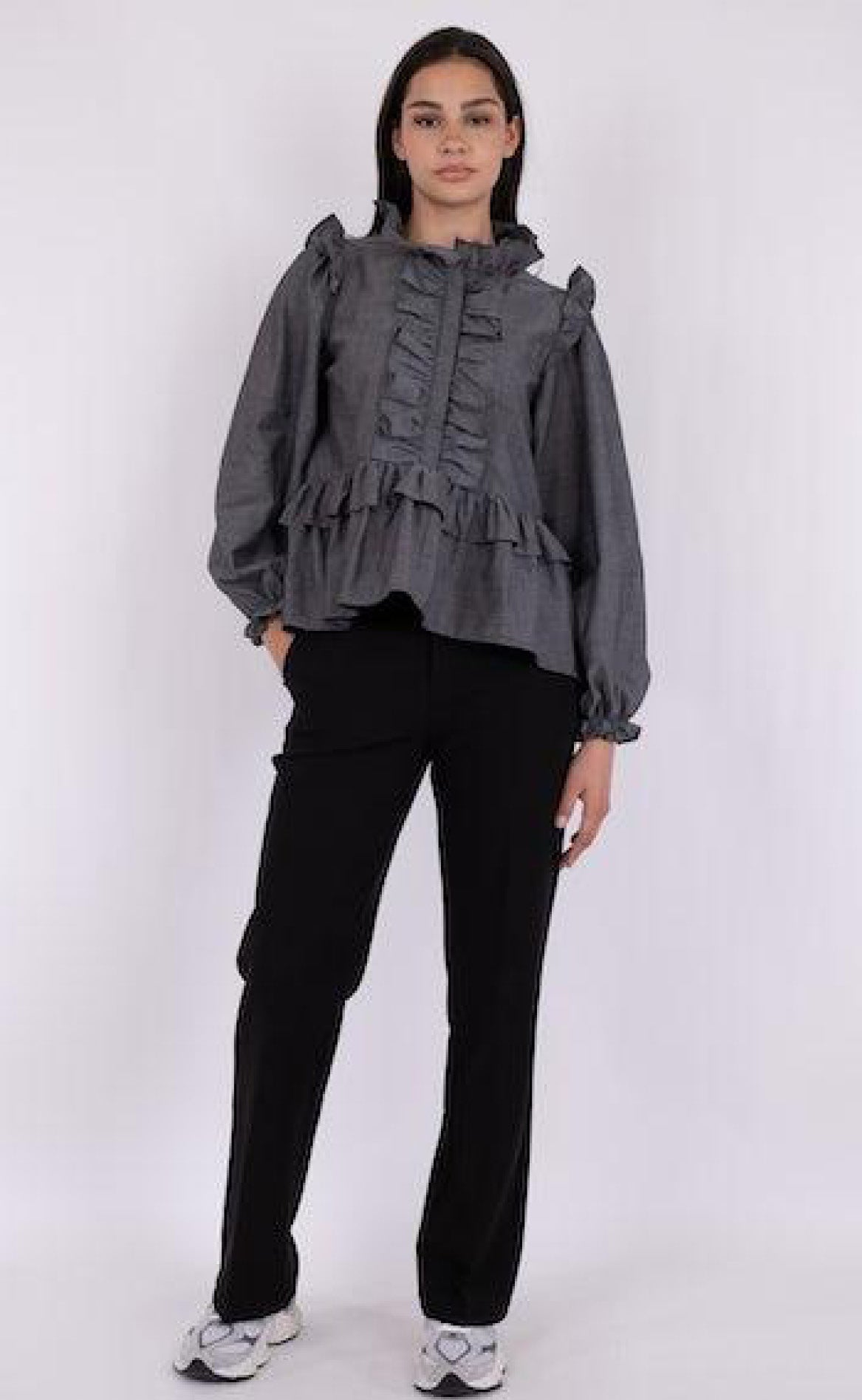 Neo Noir Bluse - Hawaii Chambray - Black