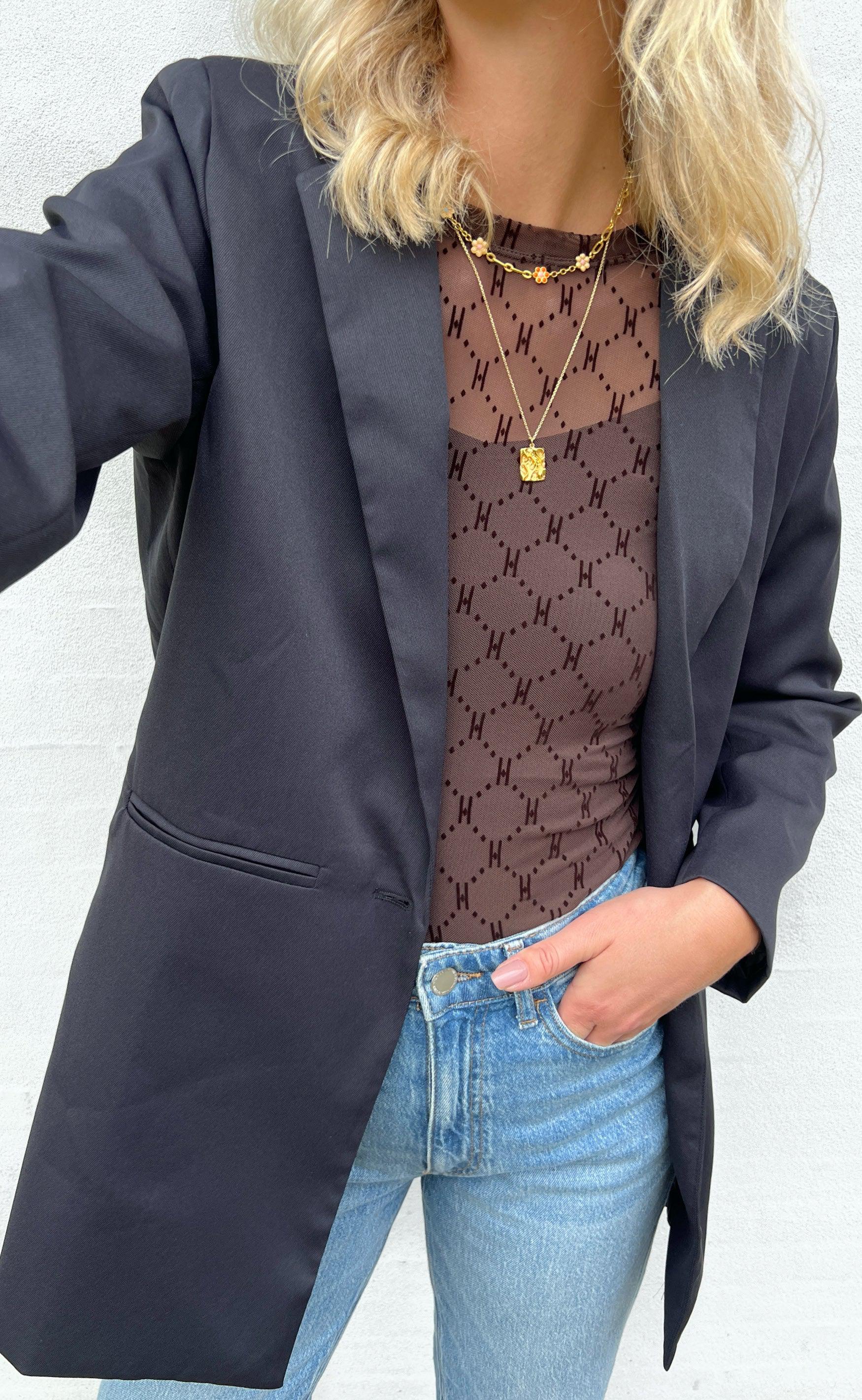Hype The Detail Bluse - Mesh - Brown
