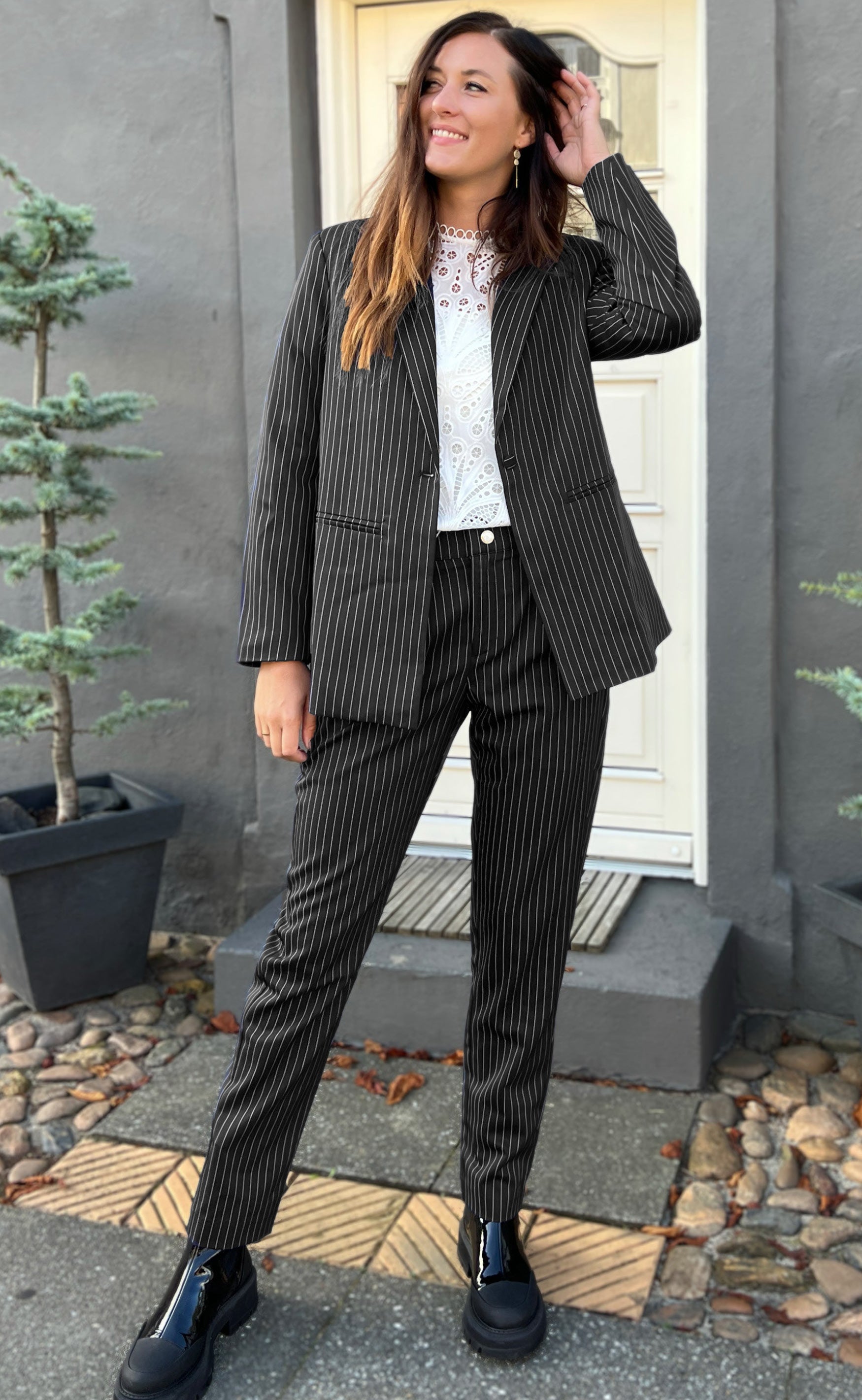 INA Copenhagen Blazer - Zoey - Black Pinstripe