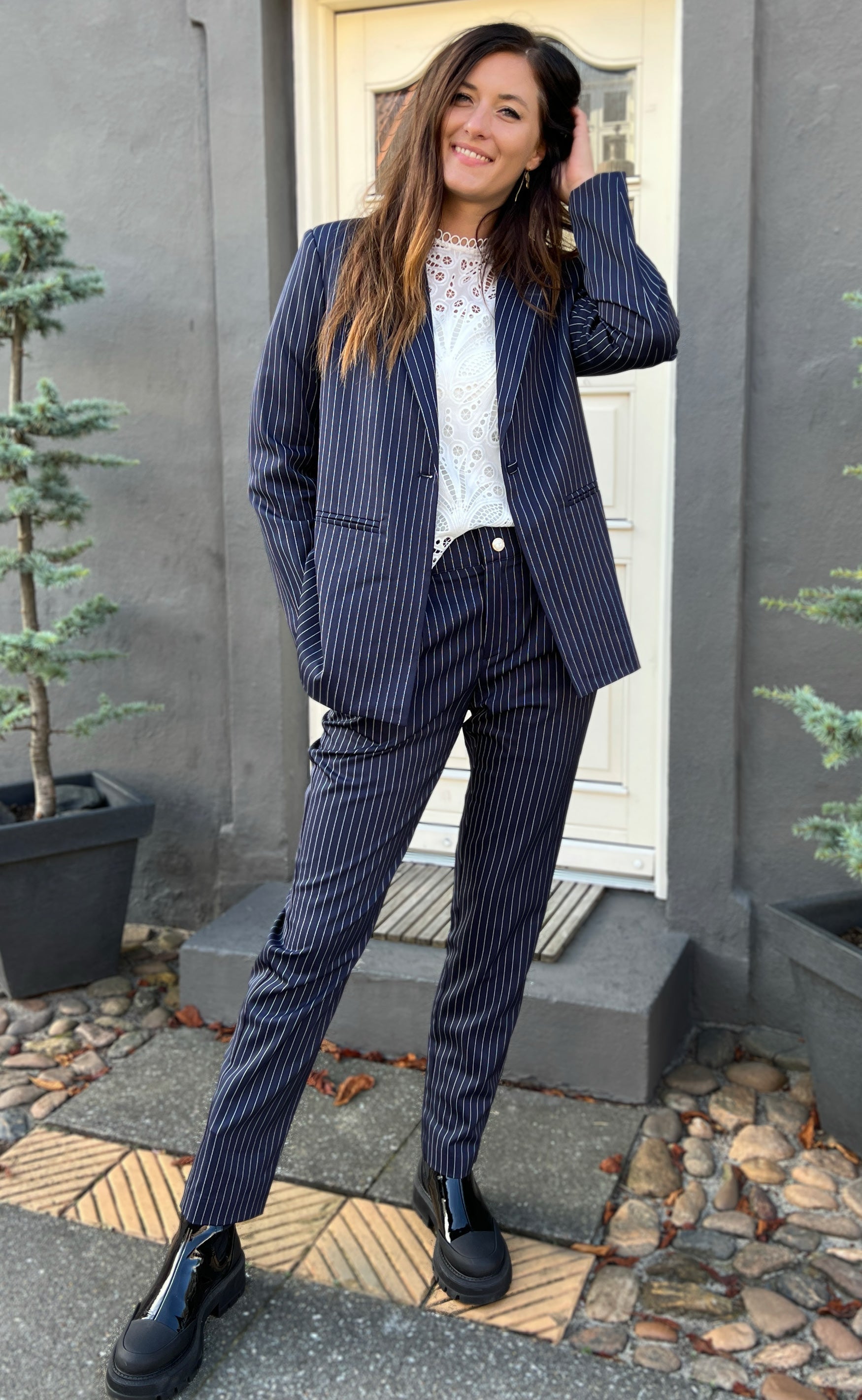INA Copenhagen Blazer - Zoey - Navy Pinstripe
