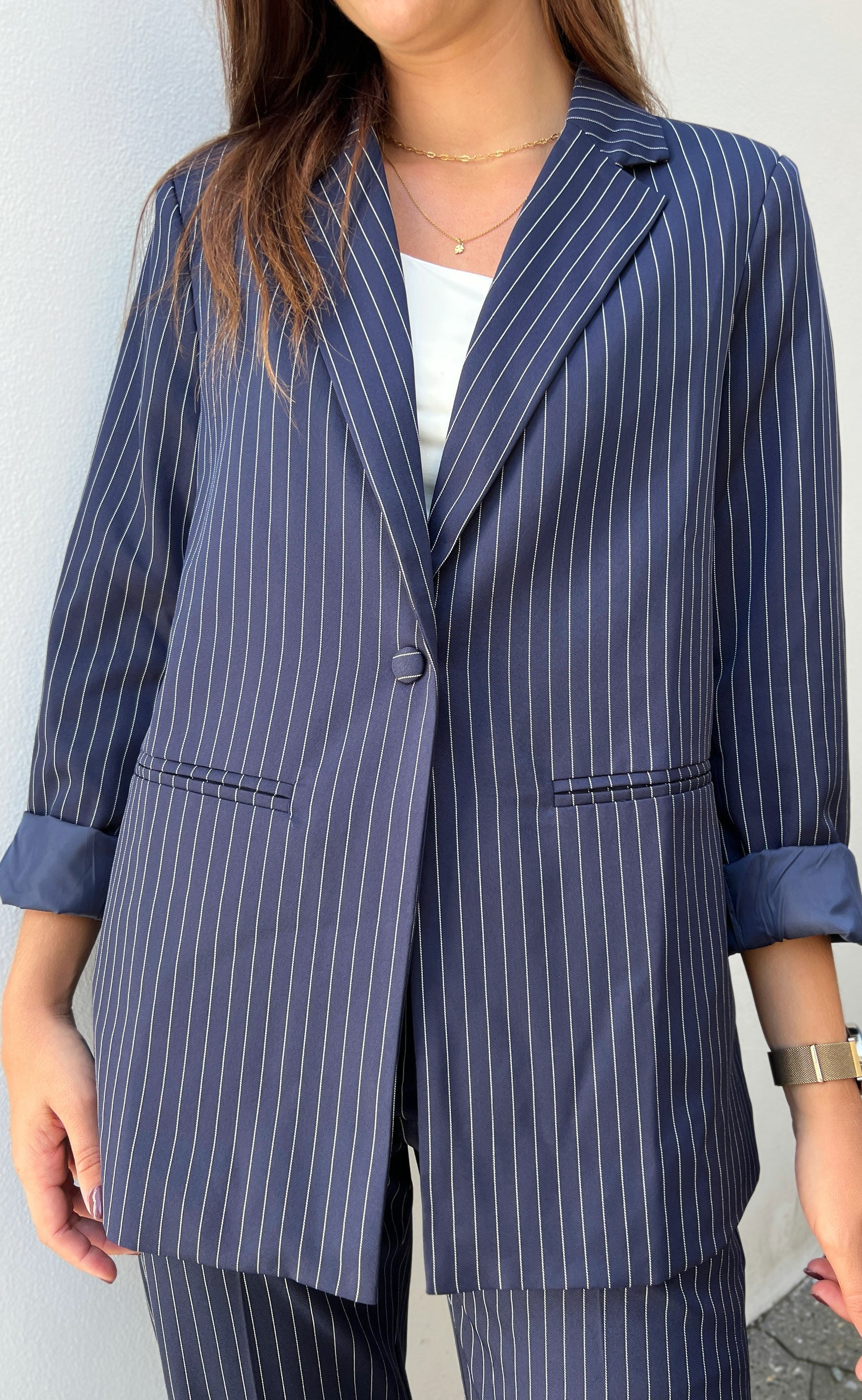 INA Copenhagen Blazer - Zoey - Navy Pinstripe