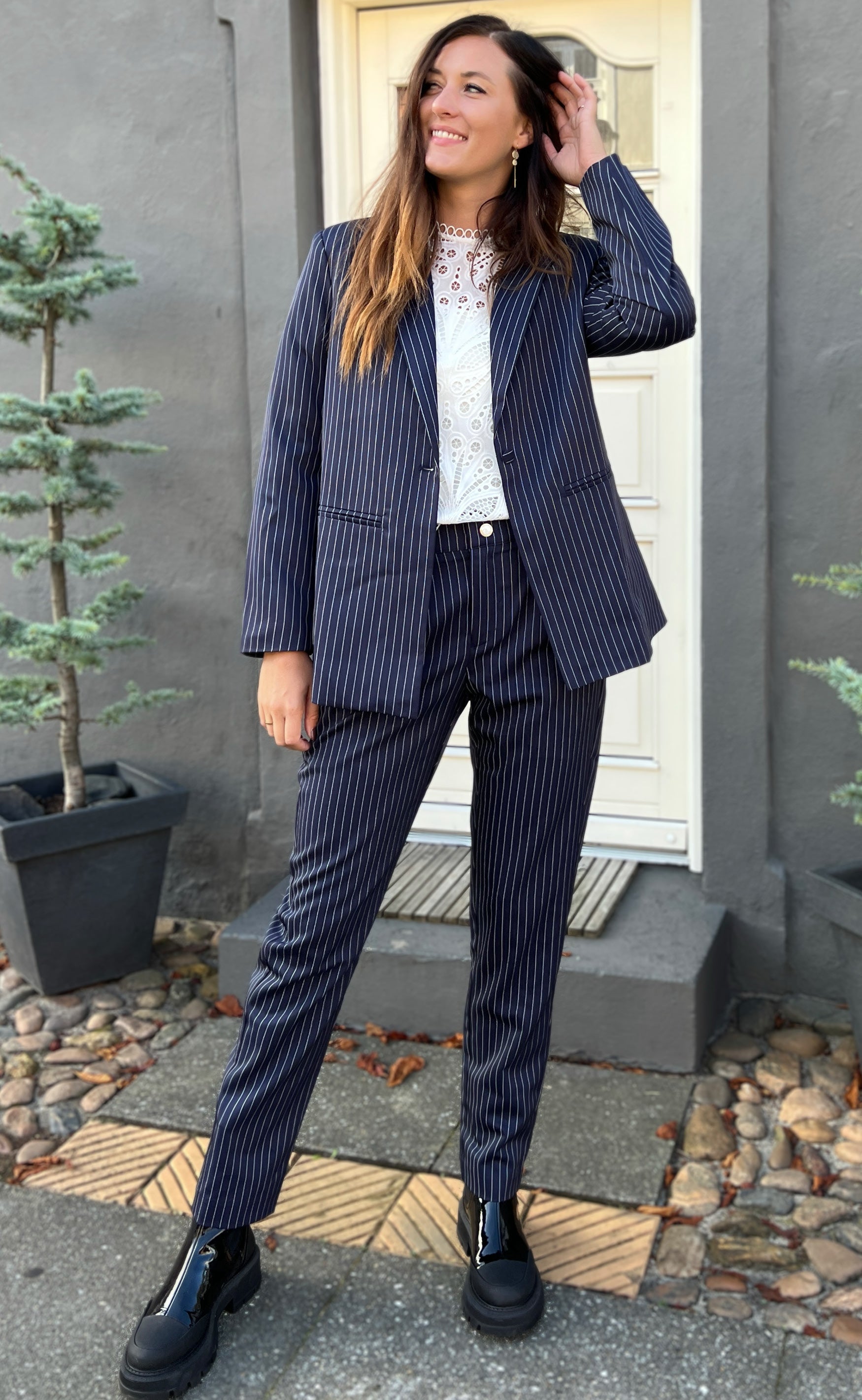 INA Copenhagen Blazer - Zoey - Navy Pinstripe