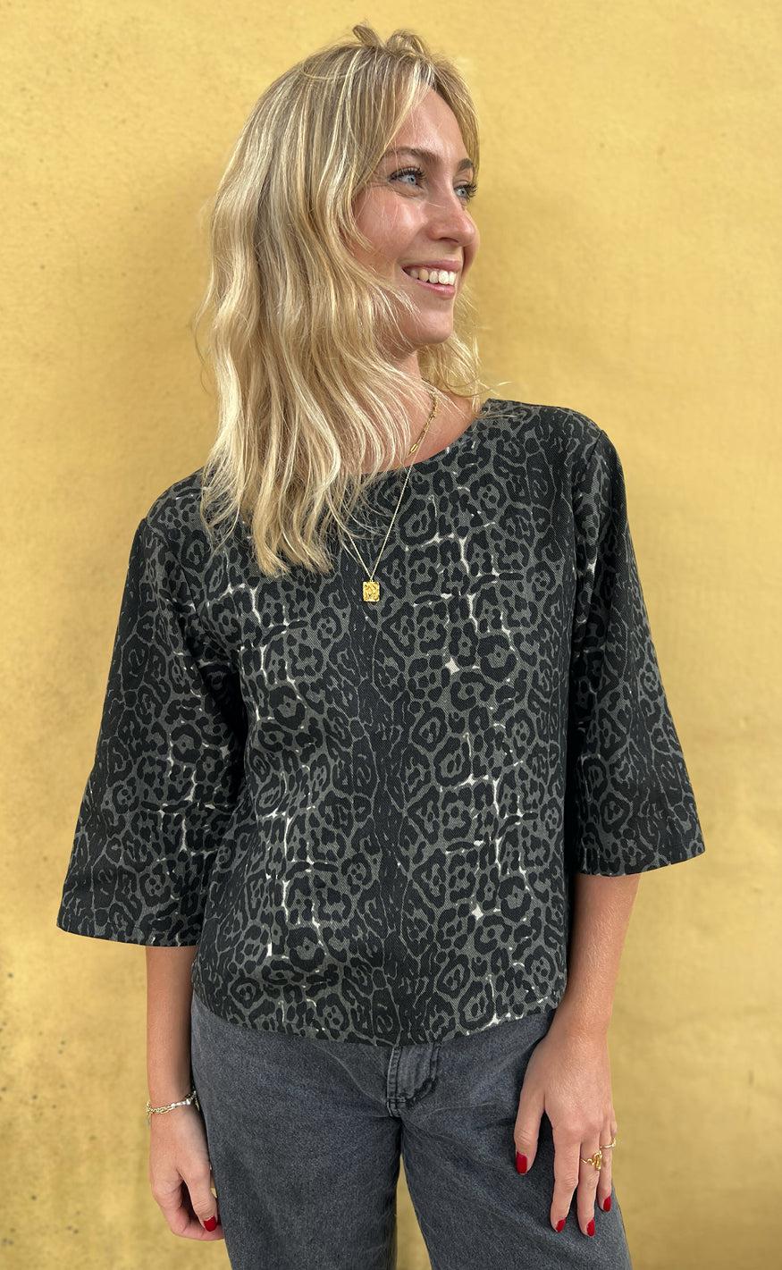 INA Copenhagen Bluse - Lara - Grey Leopard
