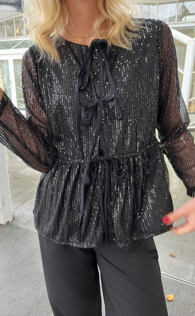 INA Copenhagen Bluse - Petra - Black Sequin