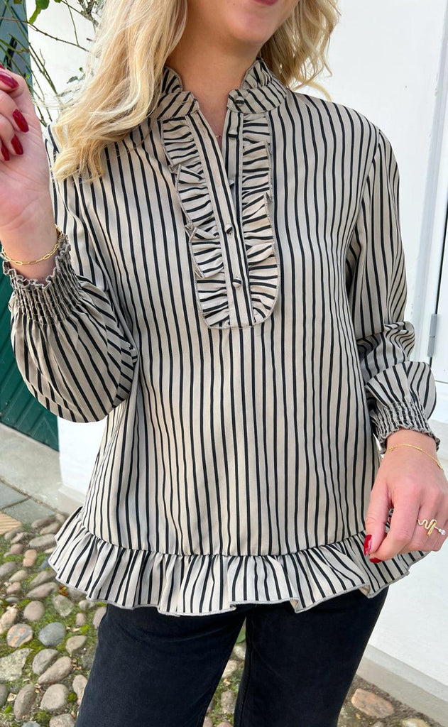 INA Copenhagen Bluse - Pia - Brown/Black Stripe