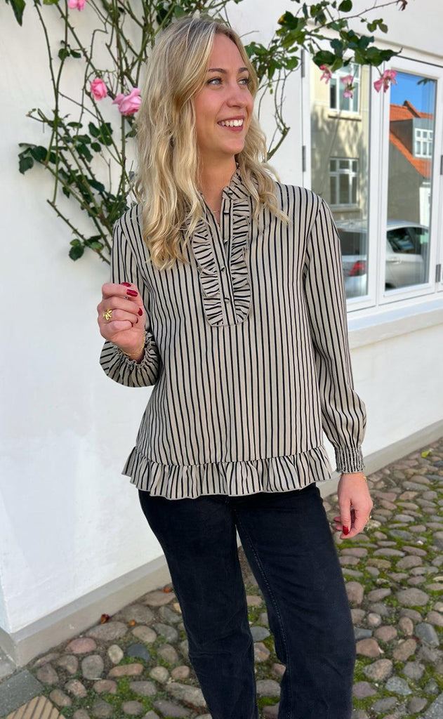 INA Copenhagen Bluse - Pia - Brown/Black Stripe