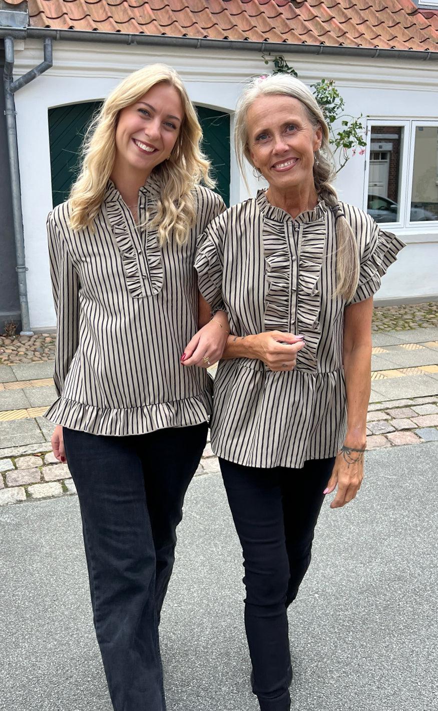 INA Copenhagen Bluse - Pia - Brown/Black Stripe
