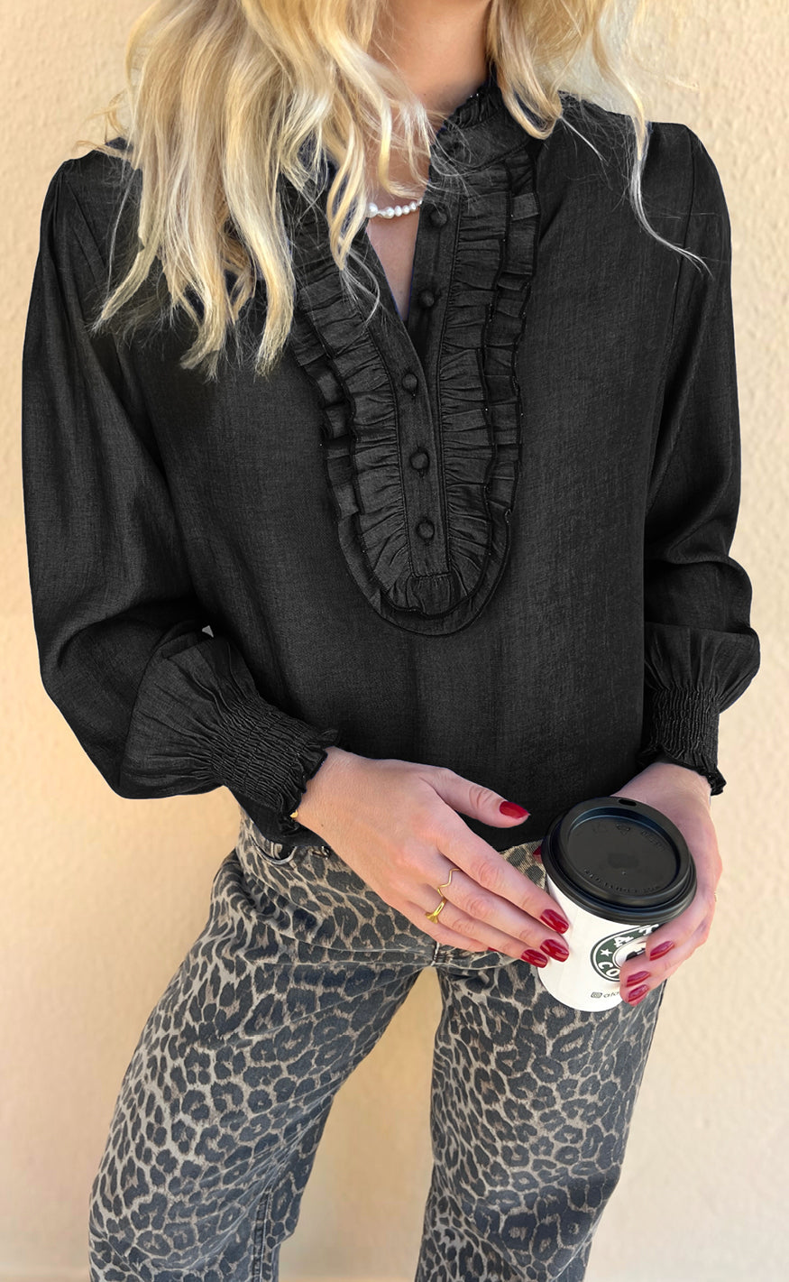 INA Copenhagen Bluse / Skjorte - Cami - Black Denim Look