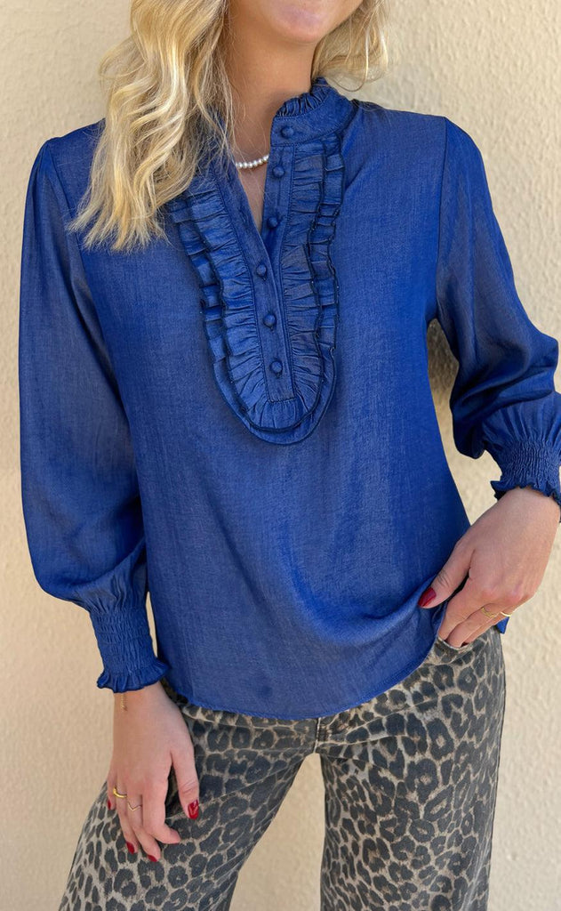 INA Copenhagen Bluse / Skjorte - Cami - Dark Denim Blue