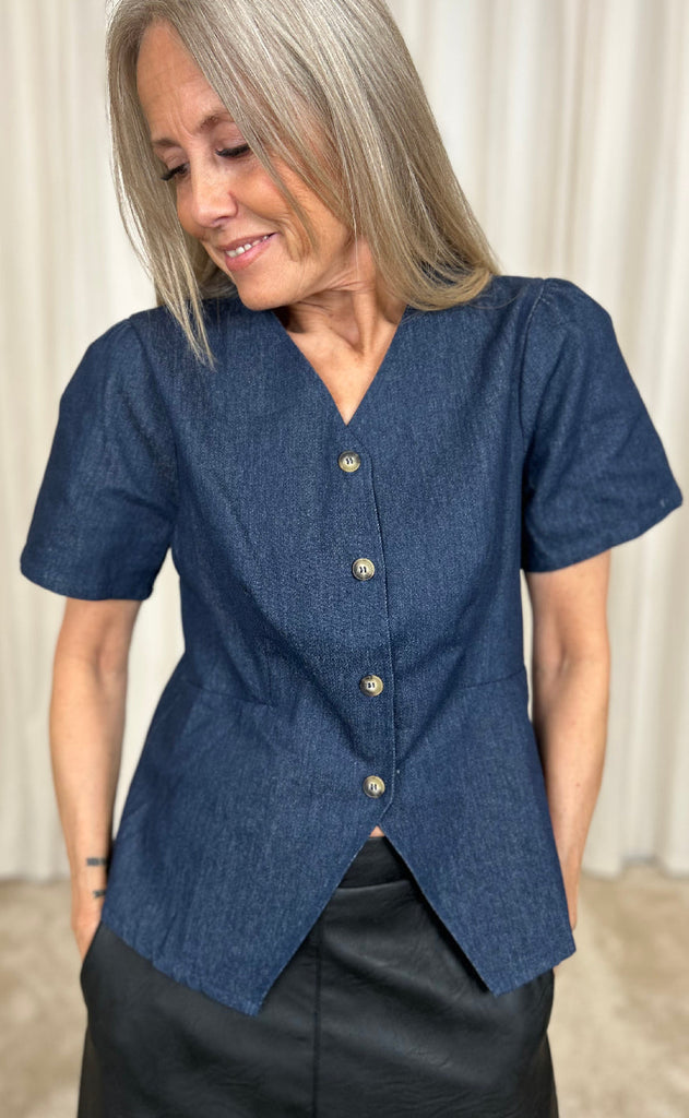 INA Copenhagen Bluse - Venja - Dark Blue Denim