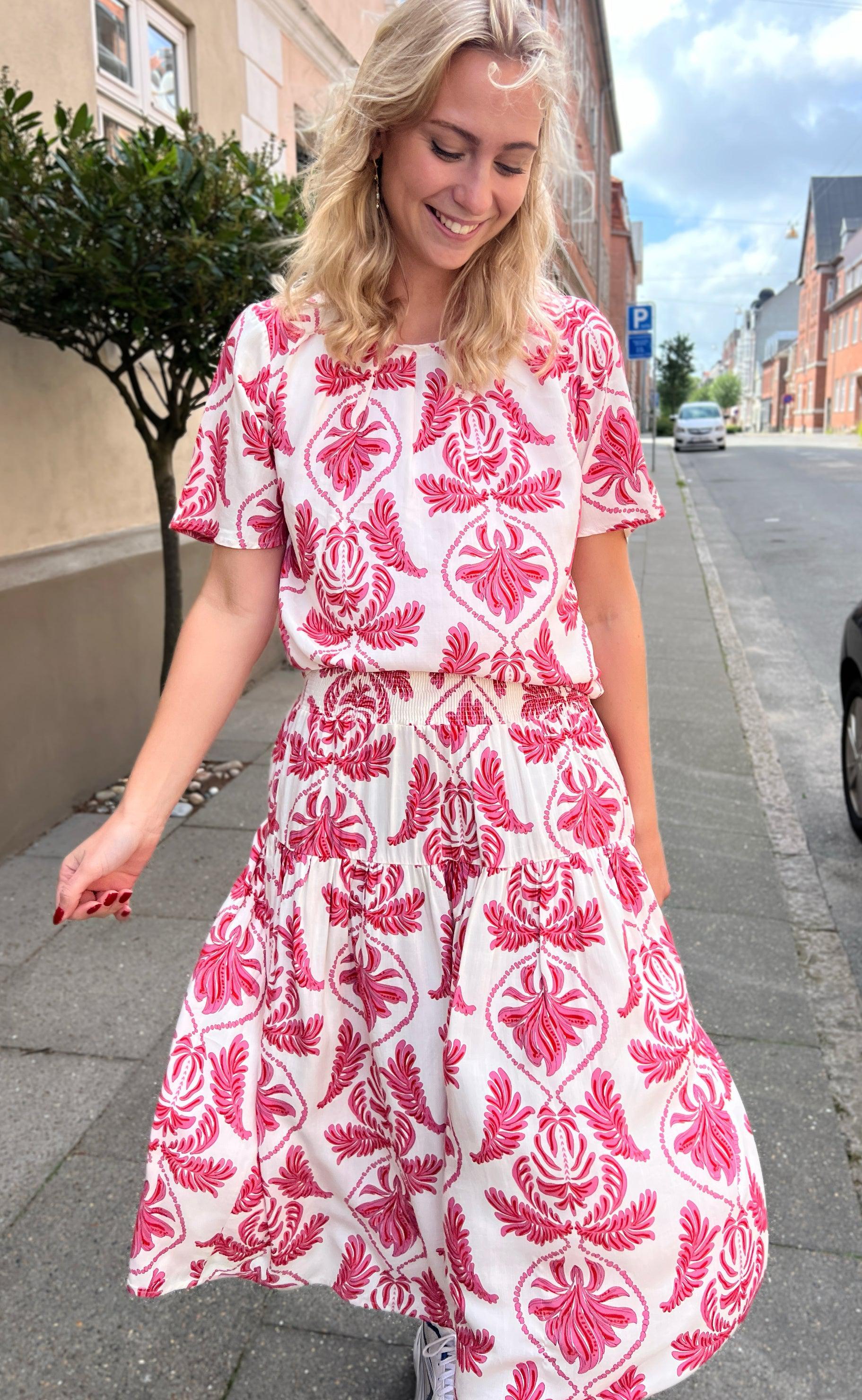 INA Copenhagen Bluse - Vicky - White/Pink Paisley