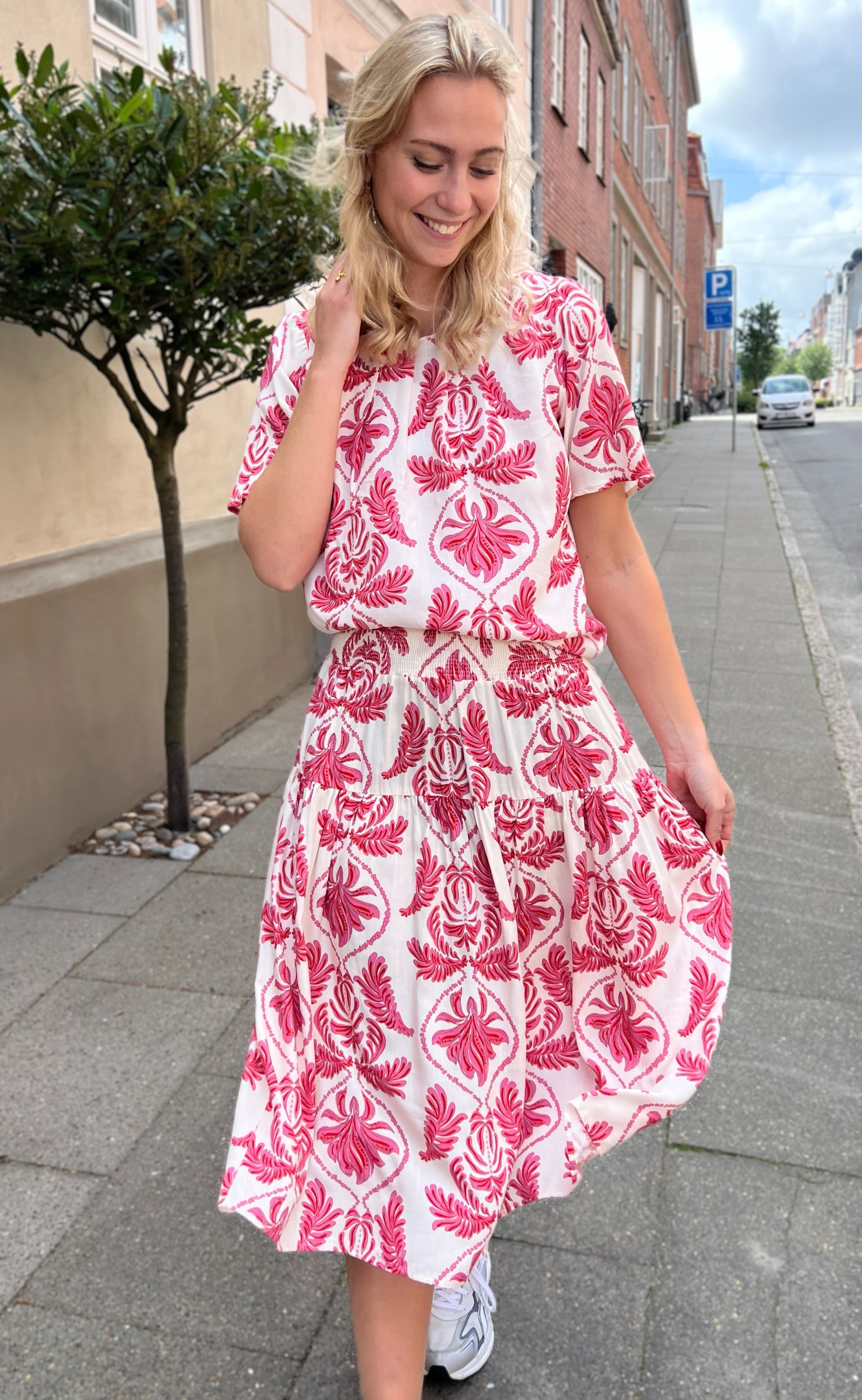 INA Copenhagen Bluse - Vicky - White/Pink Paisley