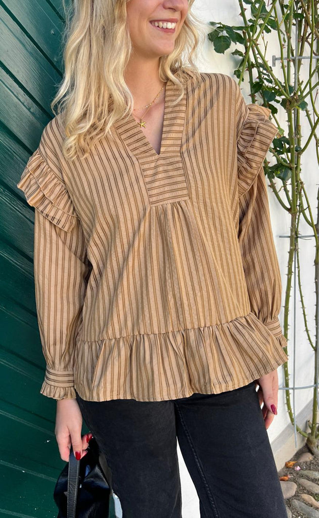 INA Copenhagen Bluse - Wilja - Brown Striped