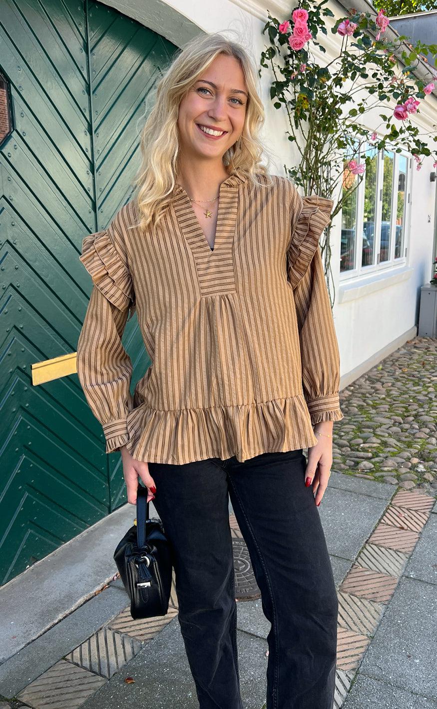 INA Copenhagen Bluse - Wilja - Brown Striped