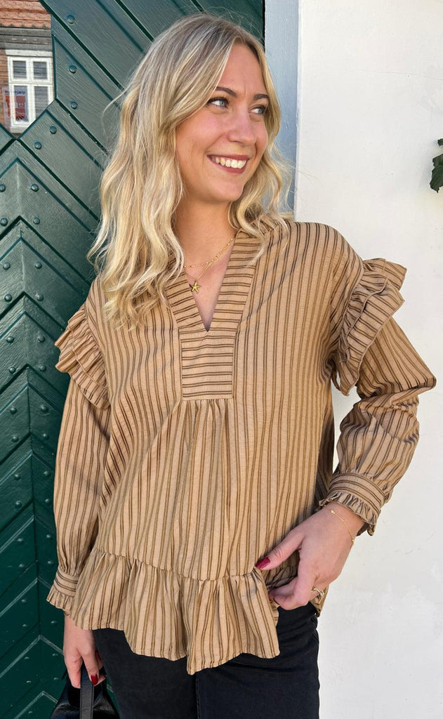 INA Copenhagen Bluse - Wilja - Brown Striped