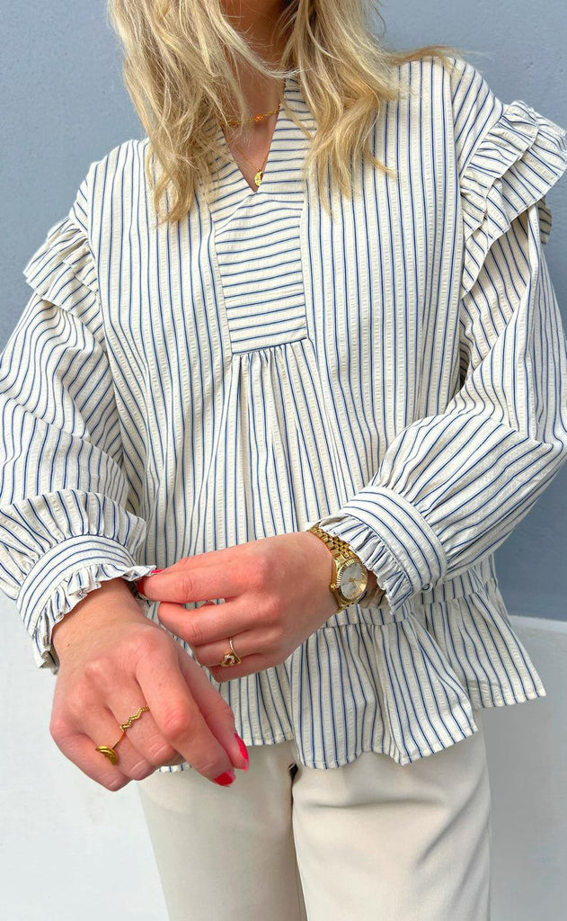 INA Copenhagen Bluse - Wilja - White/Blue Stripes