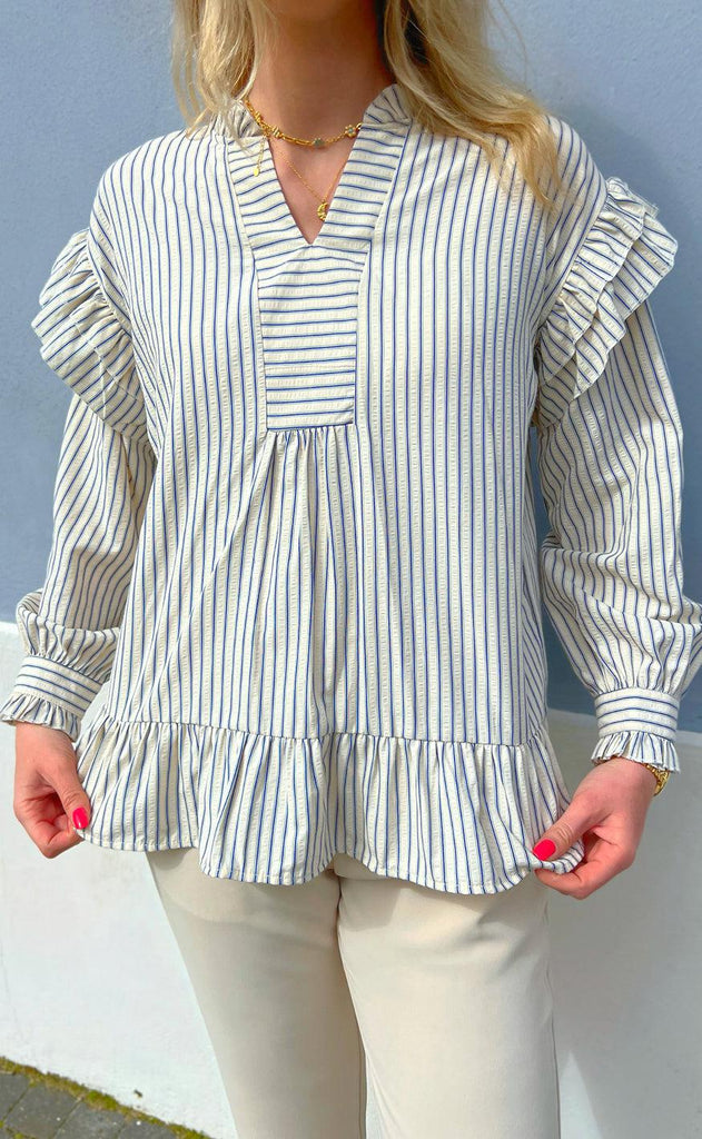 INA Copenhagen Bluse - Wilja - White/Blue Stripes