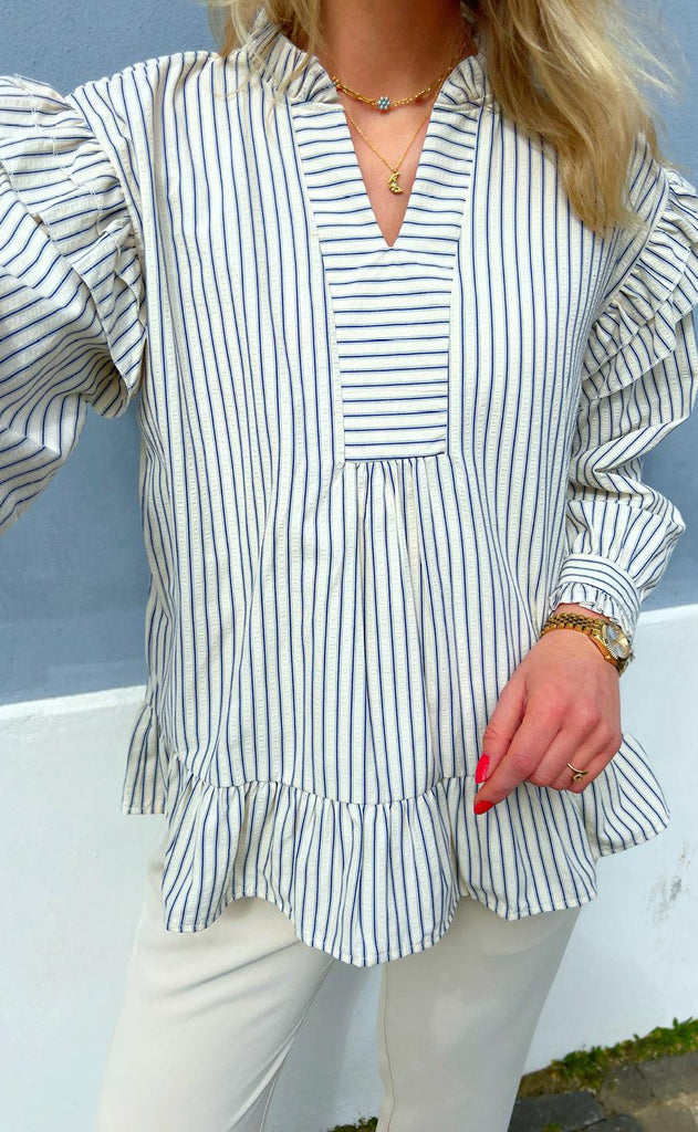 INA Copenhagen Bluse - Wilja - White/Blue Stripes