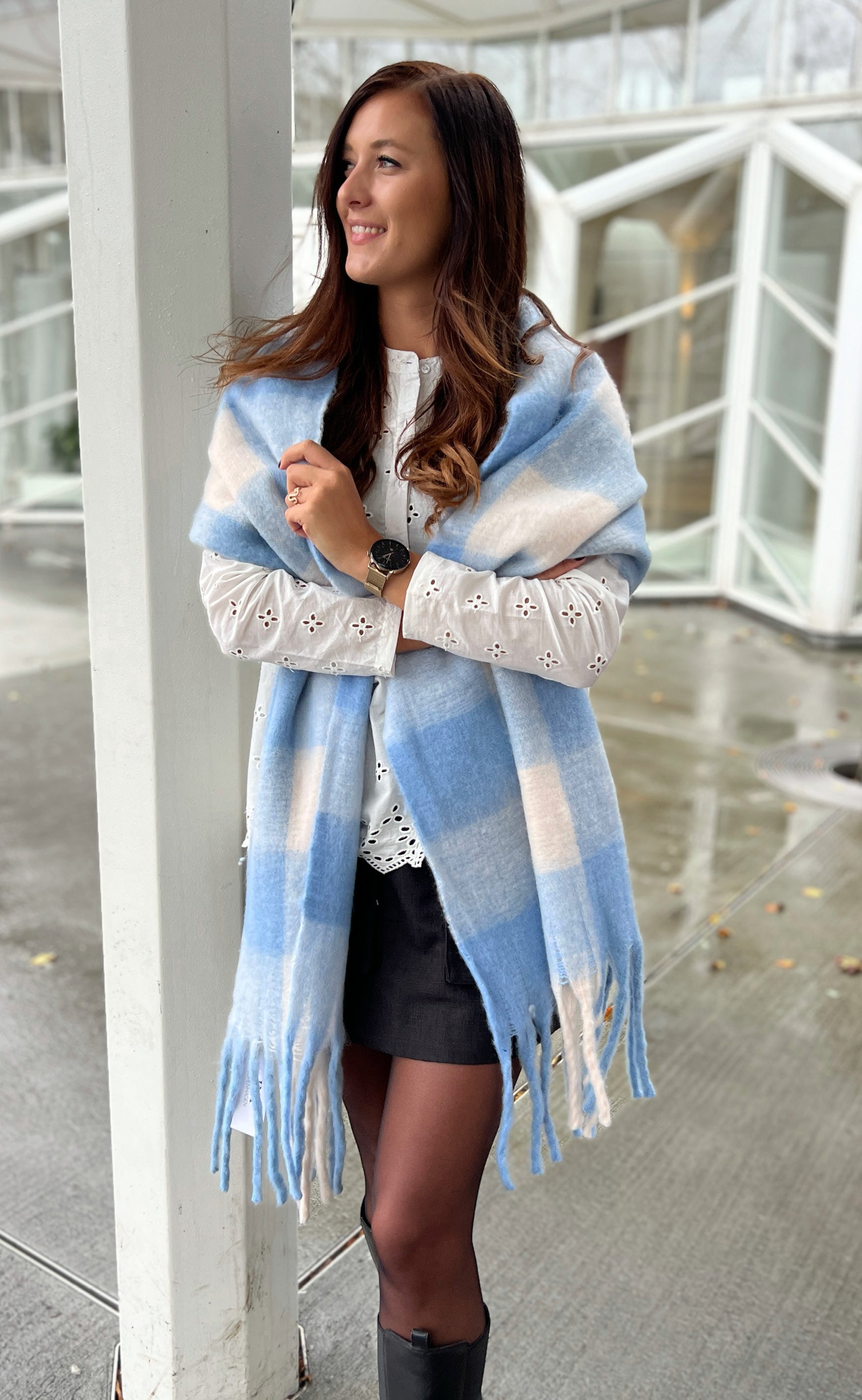INA Copenhagen HalsSkjerf - Merle - Blue Checks