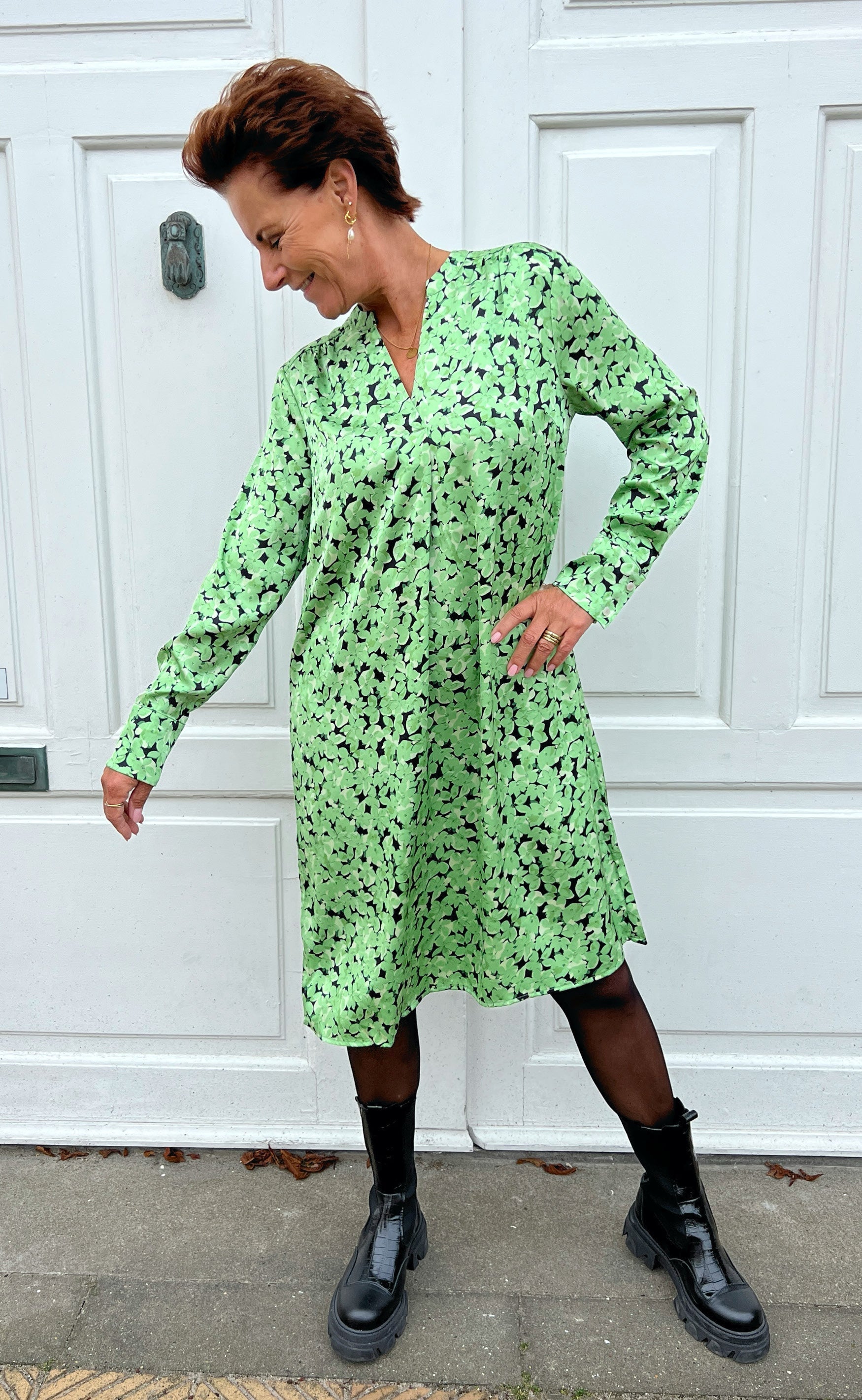 INA Copenhagen Kjole - Alina - Green Flower