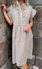 Say INA Copenhagen Kjole - Amelia - White/Brown Striped