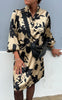 Say INA Copenhagen Kjole - Augusta - Camel / Black Flower