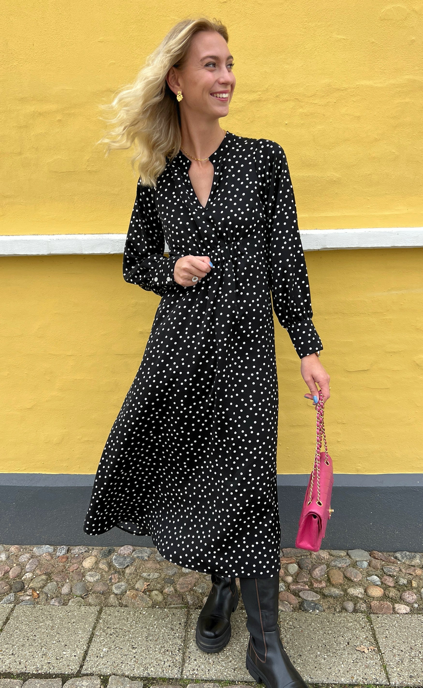 INA Copenhagen Kjole - Bella - Black W. Dots