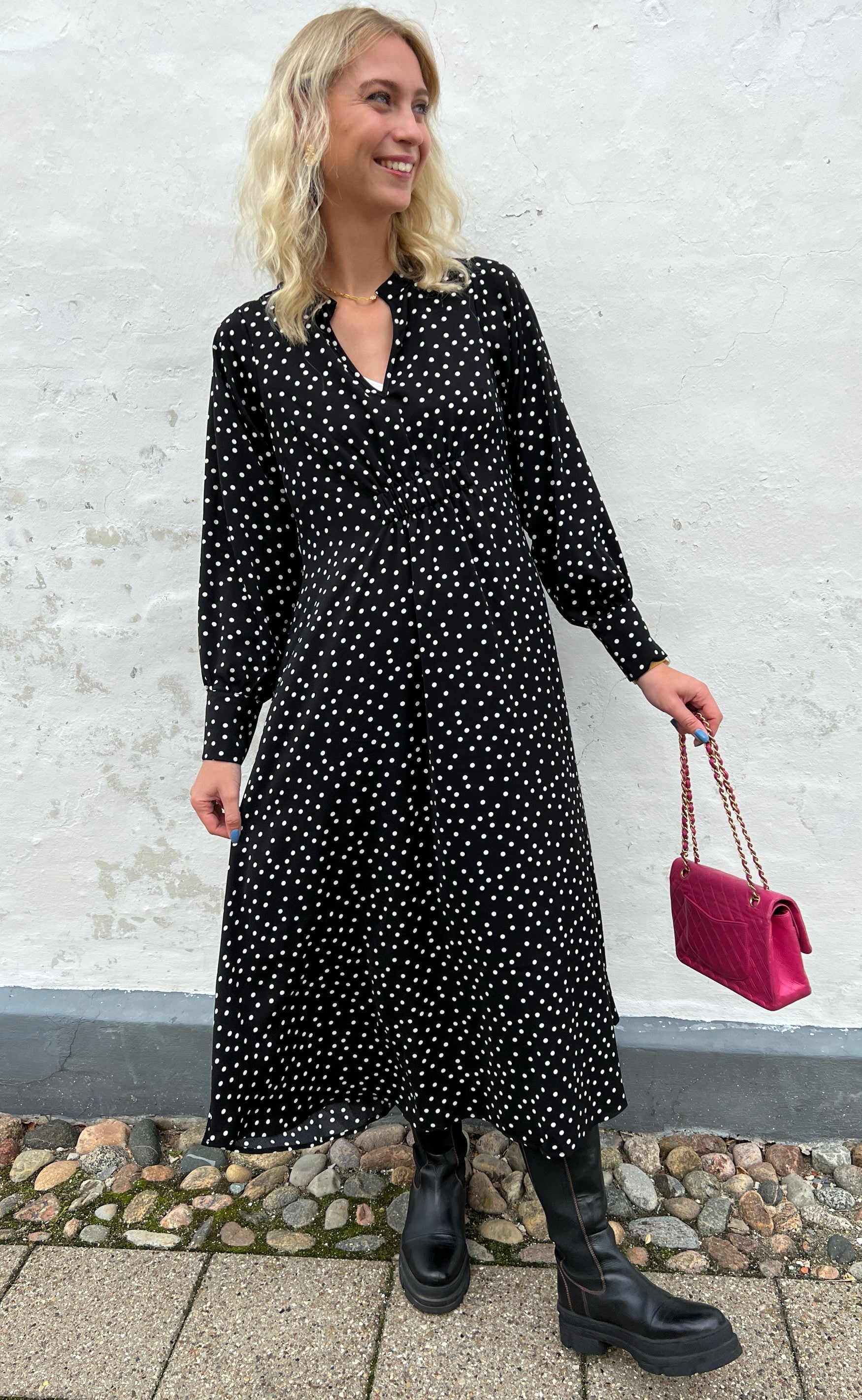 INA Copenhagen Kjole - Bella - Black W. Dots