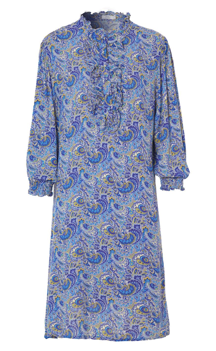 INA Copenhagen Kjole - Camilla - New Blue Paisley