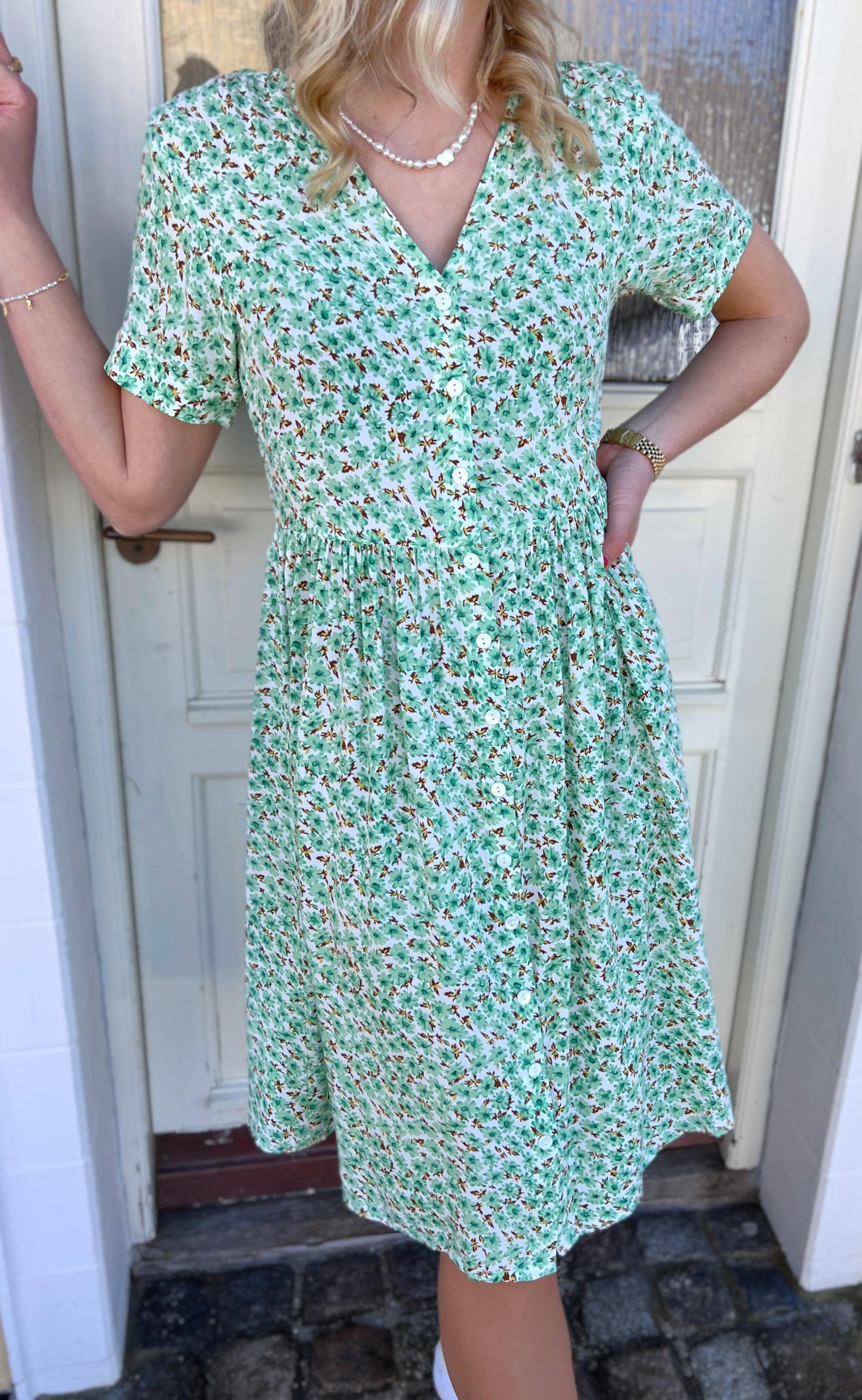 INA Copenhagen Kjole - Clara - Mint Green Flower