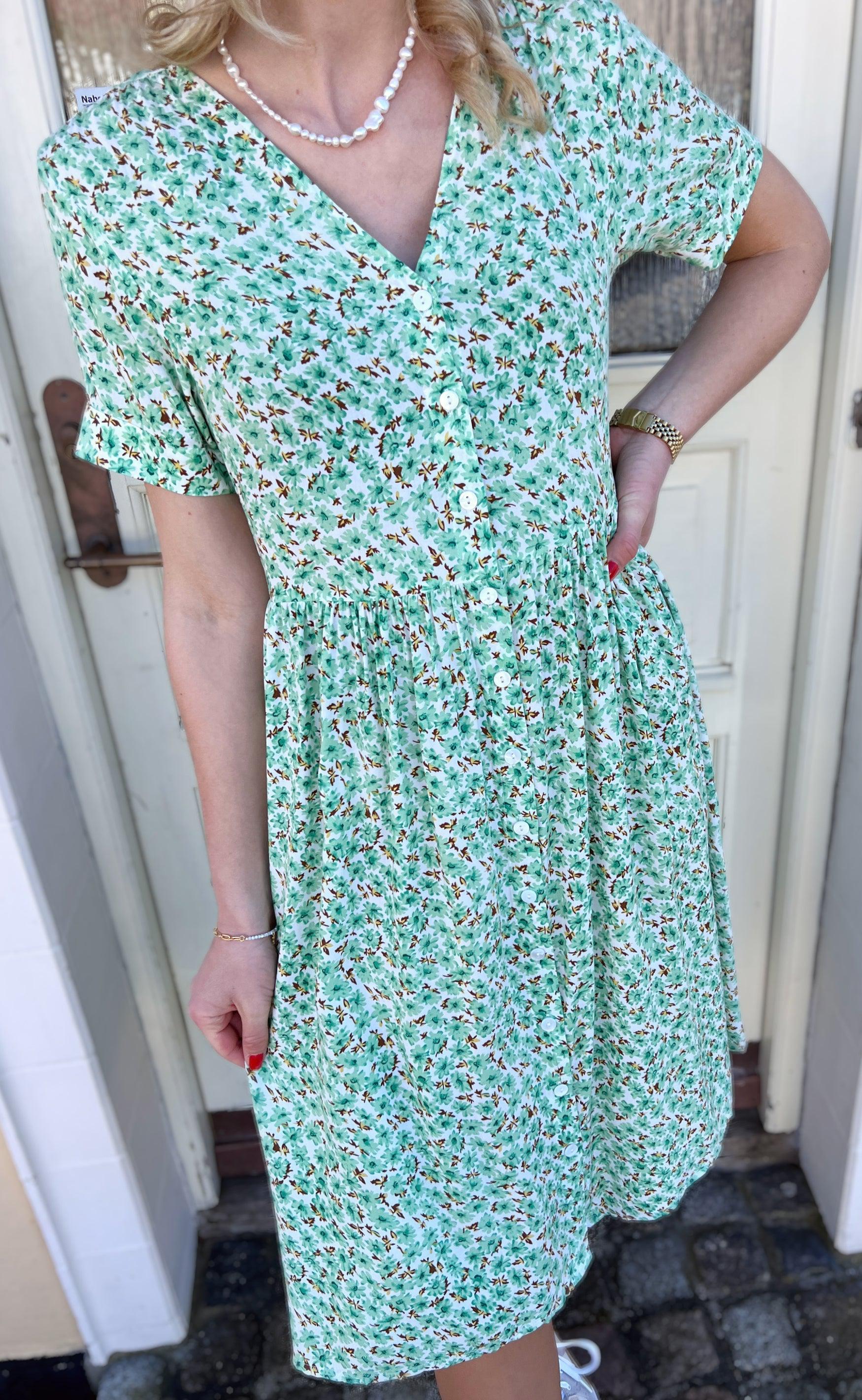INA Copenhagen Kjole - Clara - Mint Green Flower