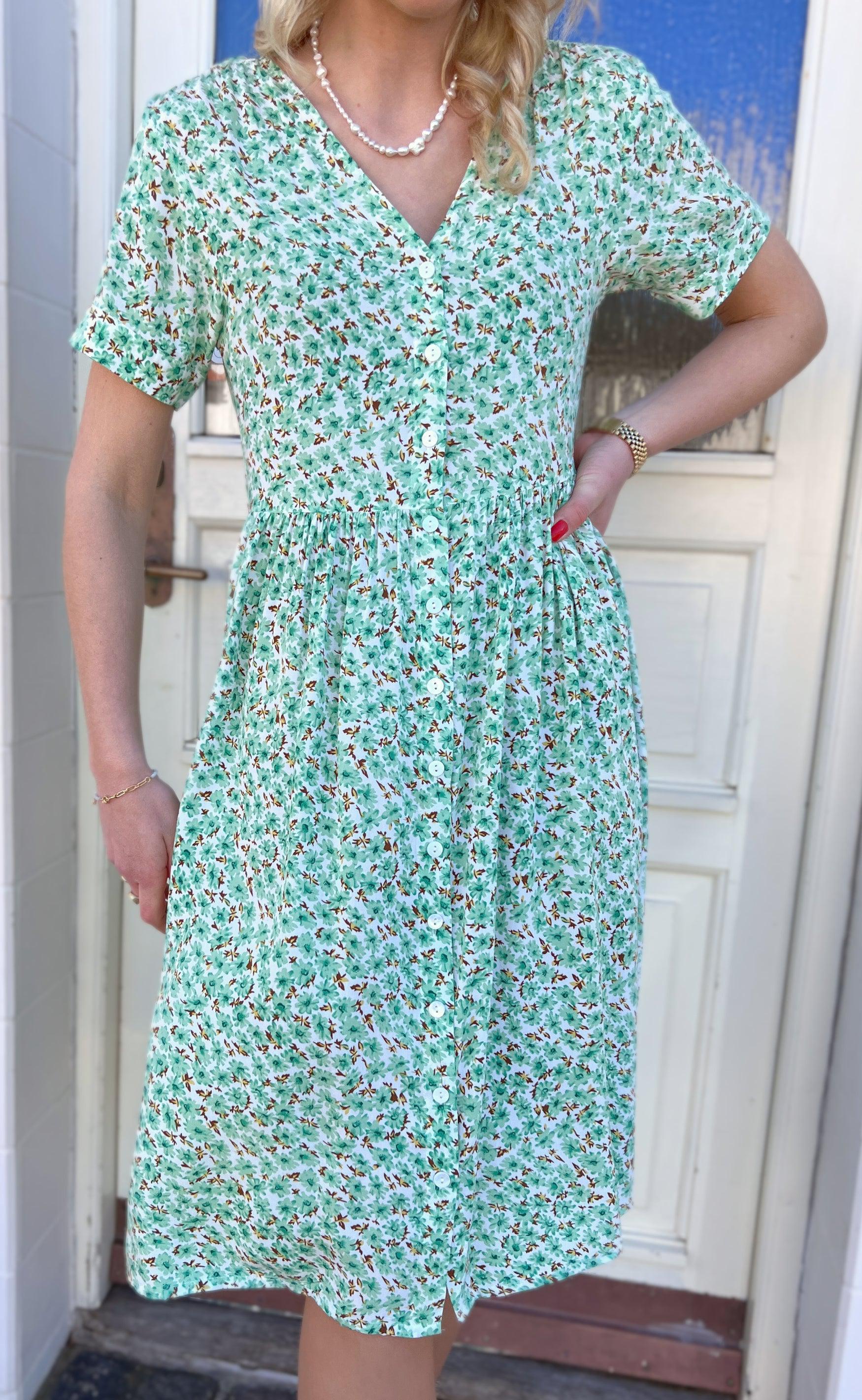 INA Copenhagen Kjole - Clara - Mint Green Flower
