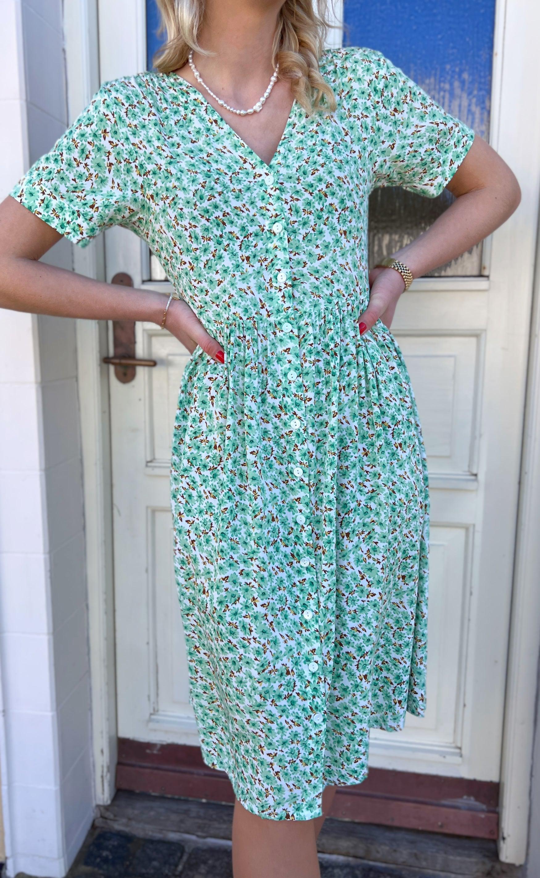INA Copenhagen Kjole - Clara - Mint Green Flower